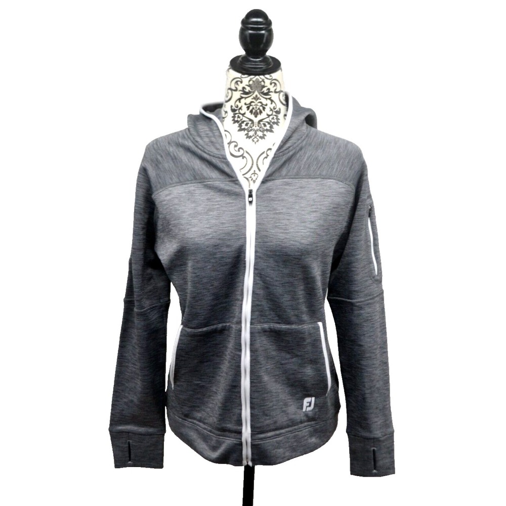 FOOTJOY Women's Full Zip Performance Fleece Hoodie SIZE SMALL Gray